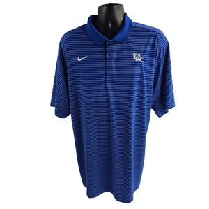 Nike Dri-Fit Kentucky Wildcats Polo Shirt Men's‎ 2XL Royal Blue Stripe Golf
